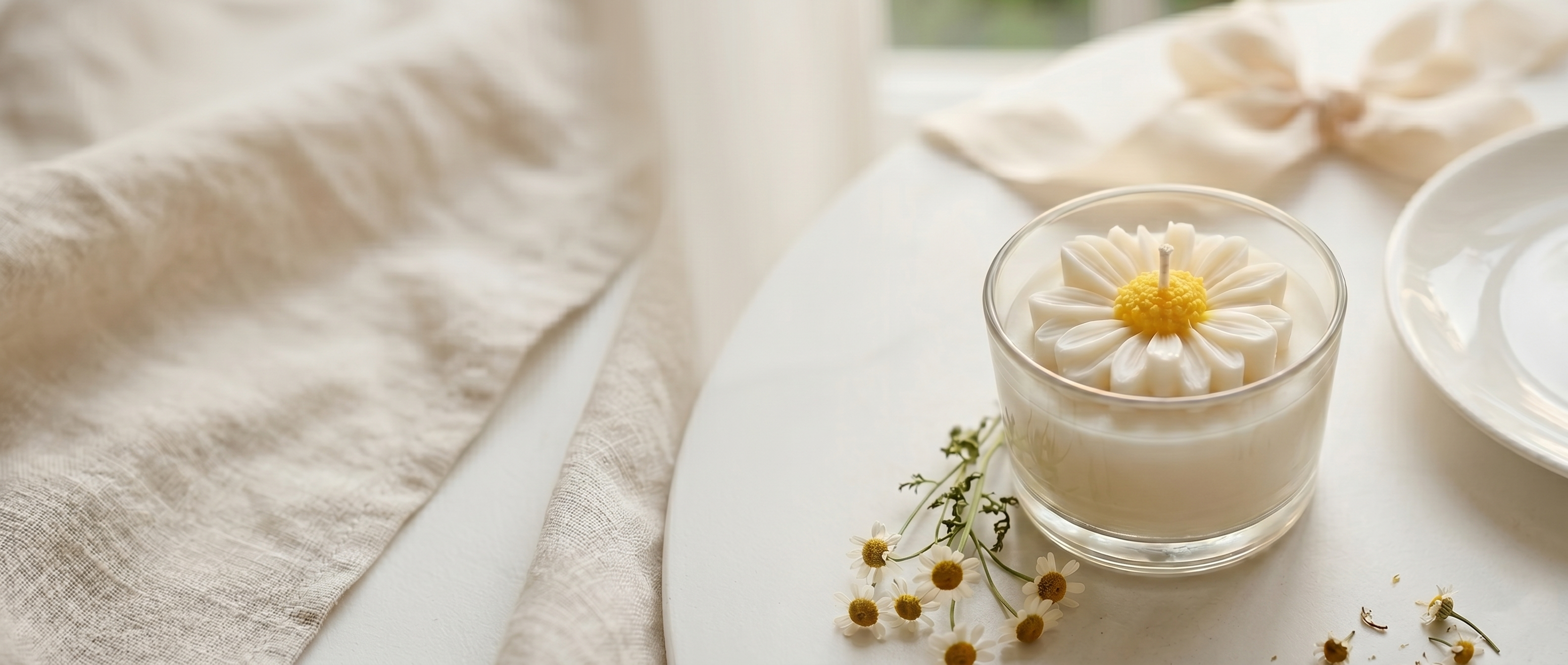 Elegant candle in soft lighting